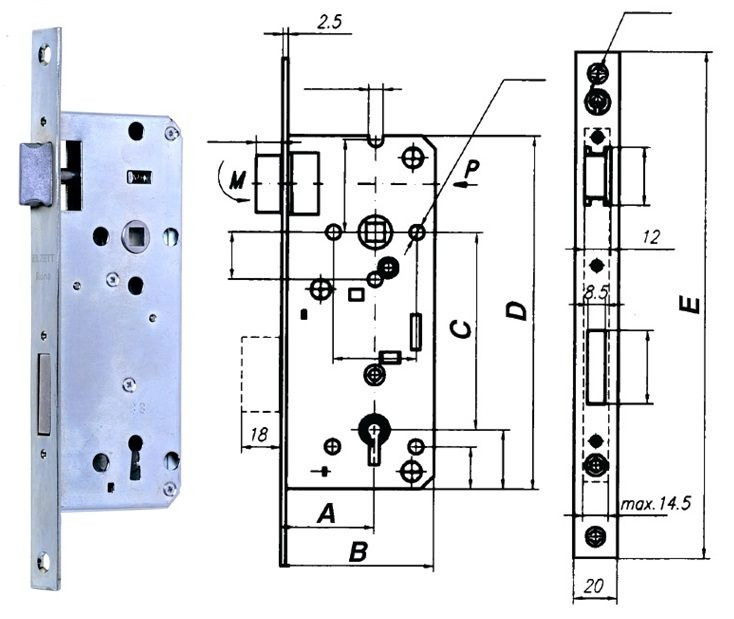 ELZETT RÓNA 90E/BB profilkulcsos bevésőzár, 90/40 mm termék fő termékképe