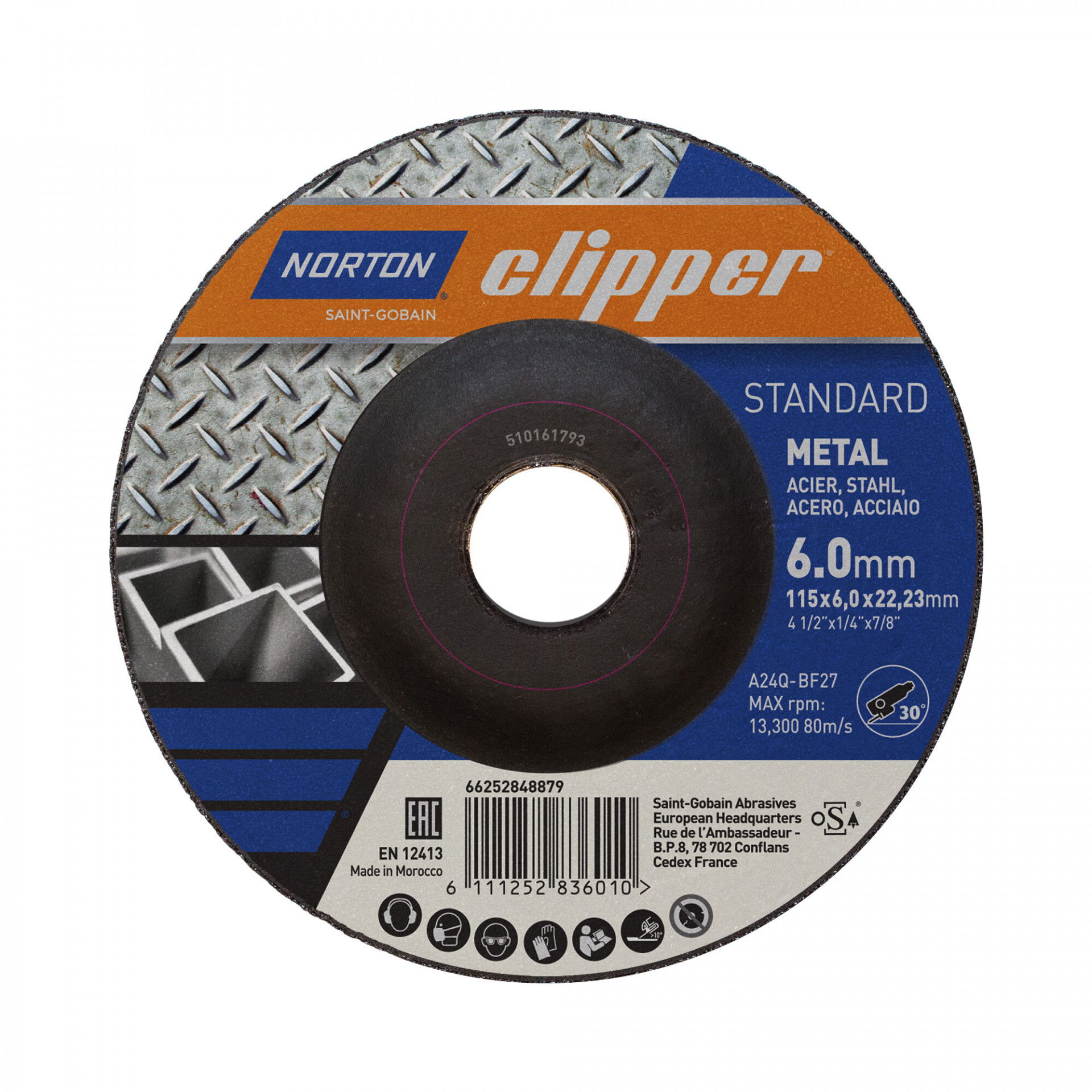 Norton Clipper fém-inox tisztítókorong 115x6,0x23,23mm, 10 db/csomag termék fő termékképe