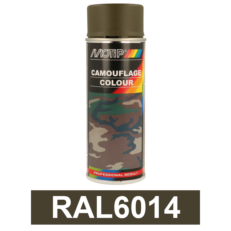 Motip CAMOUFLAGE álcázó festék spray, matt, RAL6014 sárgásoliva, 400 ml termék fő termékképe